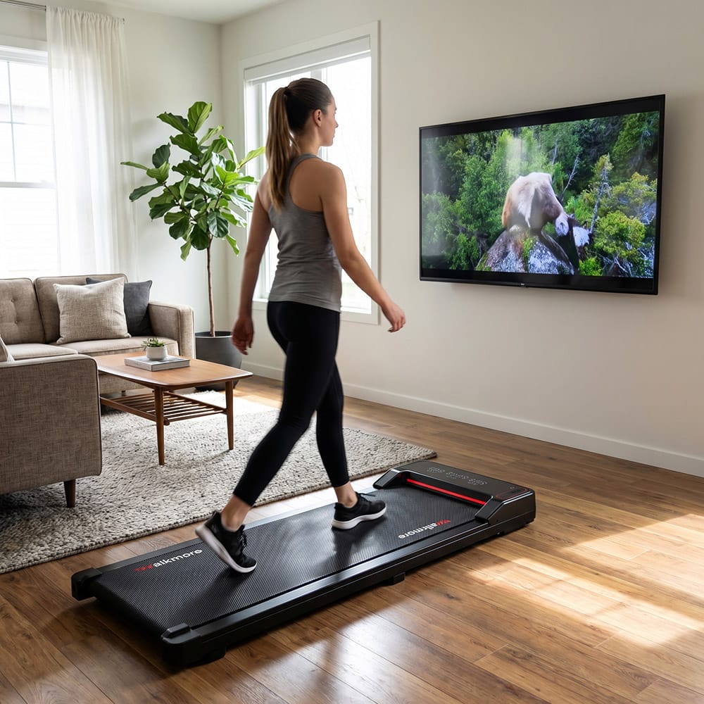 Vrouw op X1 voor de televisie